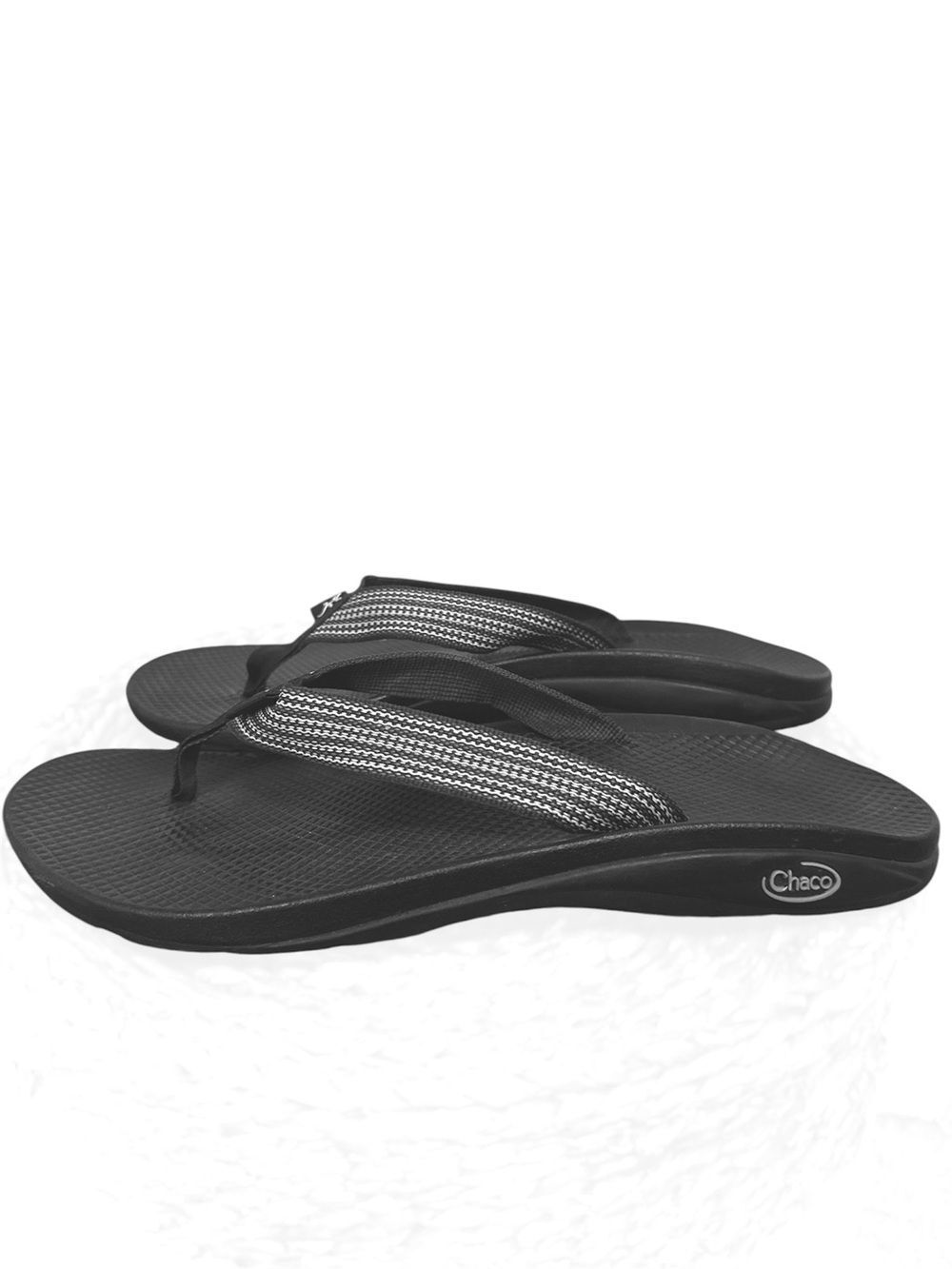 Chaco Men’s  Black Sandal Flip-Flops with Striped Webbing